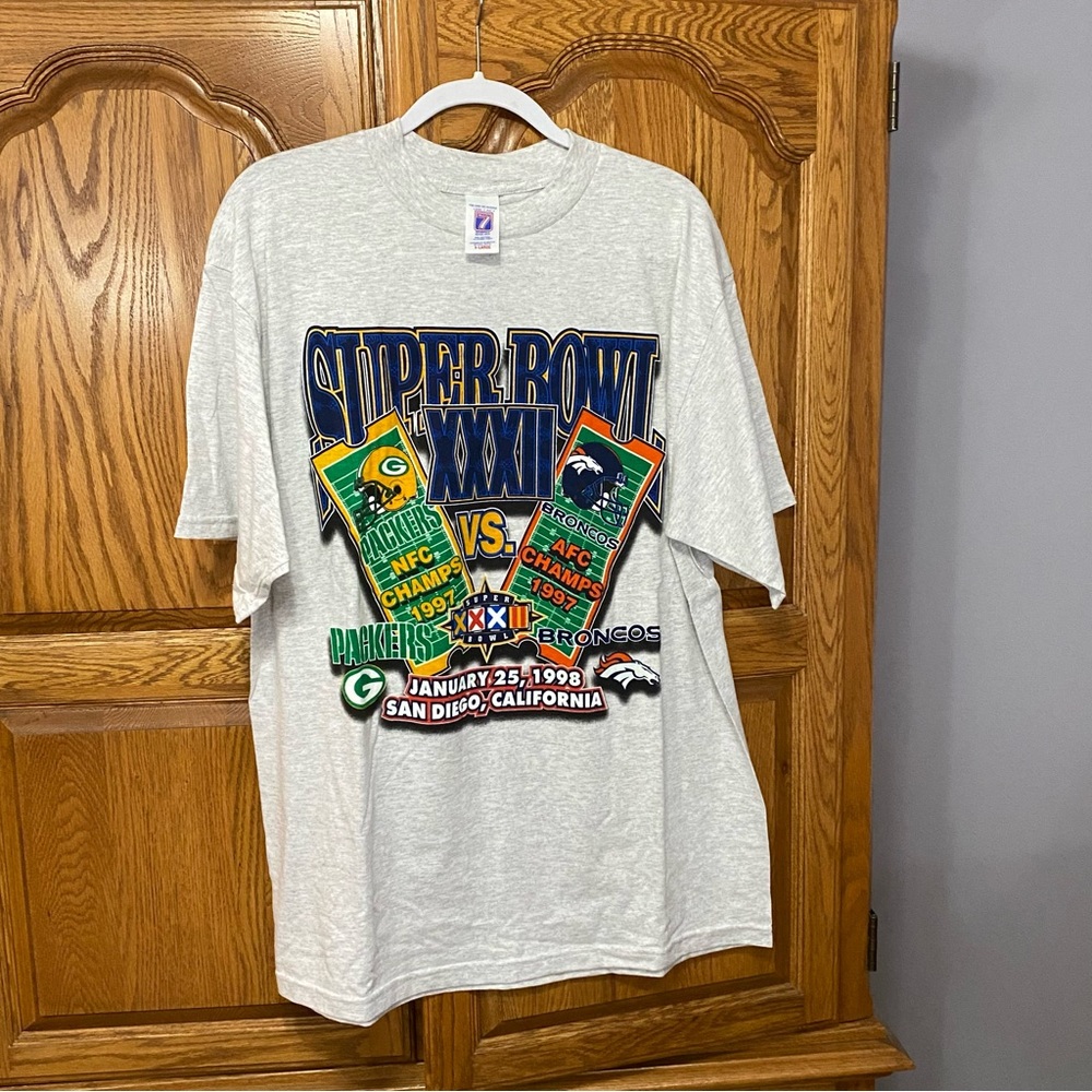 Logo 7 Vintage 1998 Superbowl XXXII Packers vs Broncos T-Shirt Men’s‎ Sz X-Large